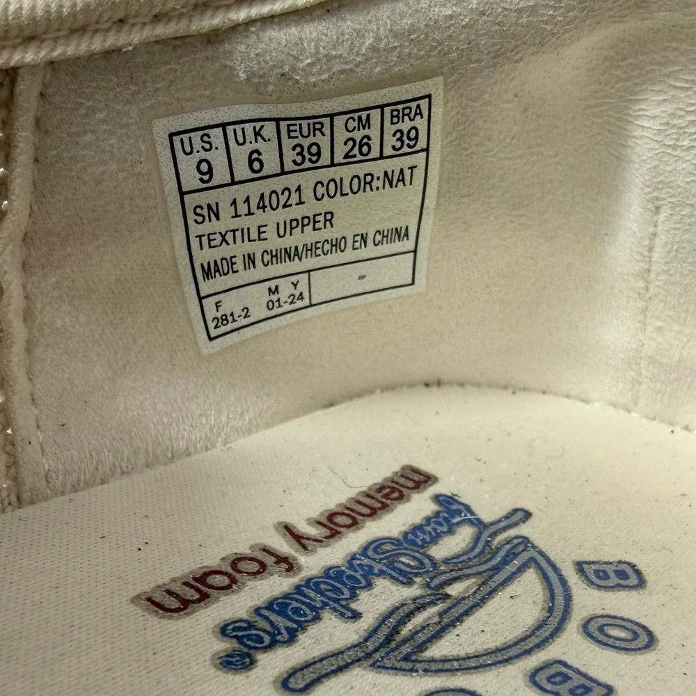 BOBS by Skechers Flexpadrille Lo slip-on shoes Women's Tan Knit Memory Foam Sz 9